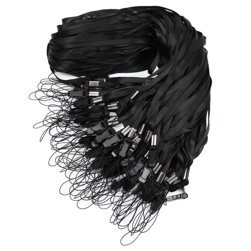 ICObuty Lanyard Detachable Neck Strap 100 Pcs Quick Release for ID Badge Holders Key USB Whistles (Black) - Image 1
